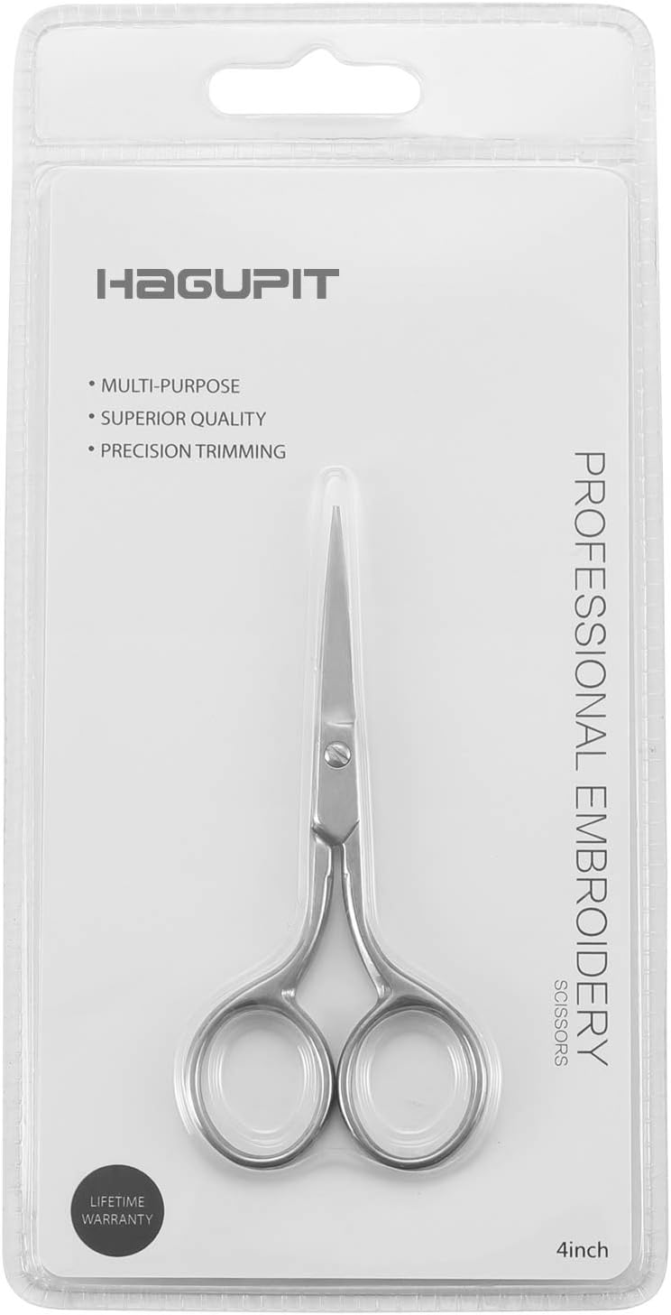 HAGUPIT Small Precision Embroidery Scissors, 4" Forged Stainless Steel Sharp Pointed Tip Detail Shears for DIY Craft Thread Cutting, Needlework Yarn & Sewing