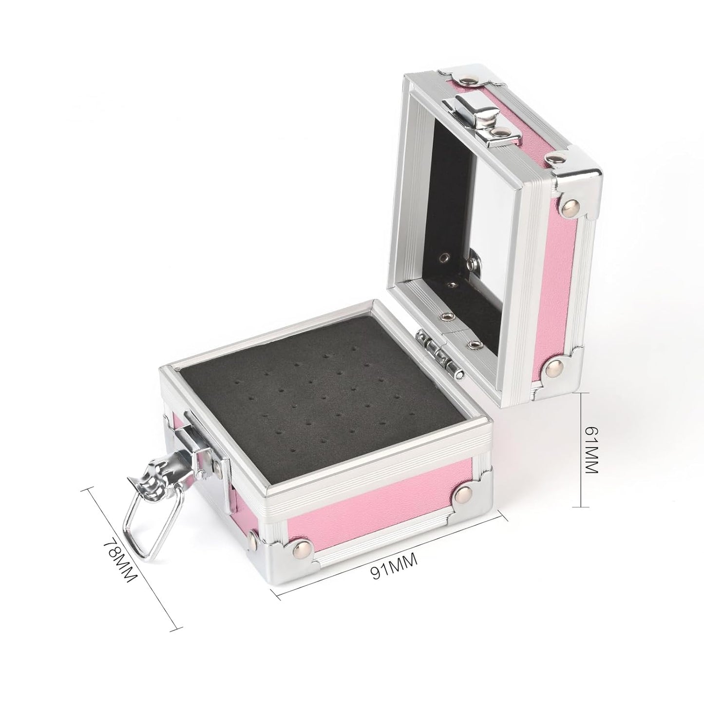 Professional 25 Holes Nail Drill Bits Box Container Nail Drill Grinding Bit Holder Nail Polish Head Storage Box Nail Tools Organizers Container Display Storage Box Manicure Tool (Pink)