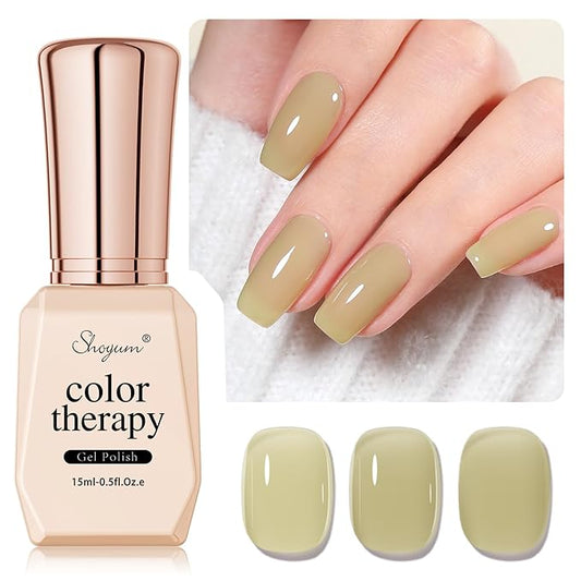 Jelly Grass Green Gel Nail Polish, 15ml Sheer Translucent Soak Off Gel Polish, UV Light Cure for Nail Art DIY