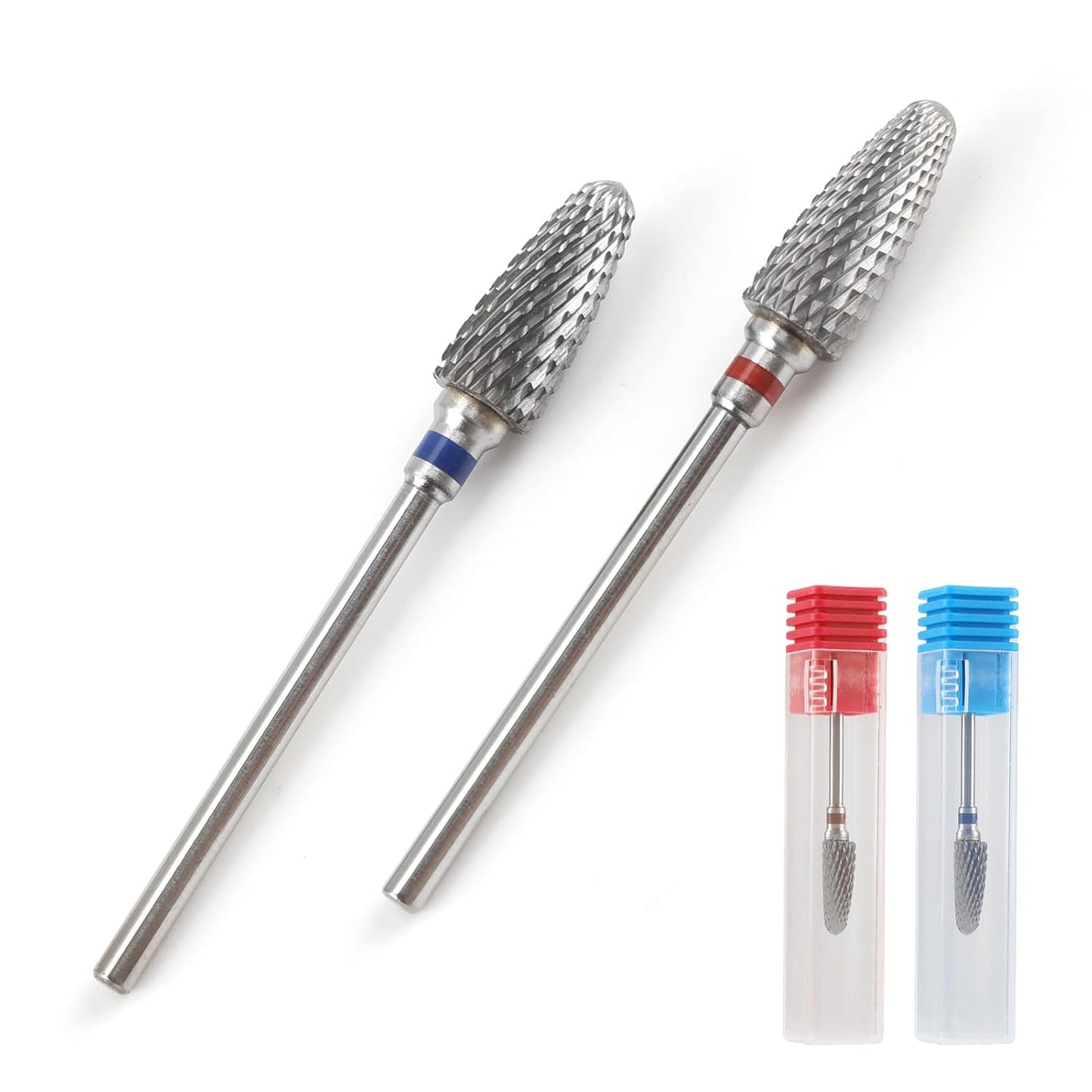 3/32" 5 in 1 Professional Carbide Nail Drill Bits Sets with Case, 2 Pack Tungsten Safety Drill Bits Tech Cuticle Bit Fast Remove for Manicurist Nail Salon Manicure Pedicure Gel Polishing (Round Head)