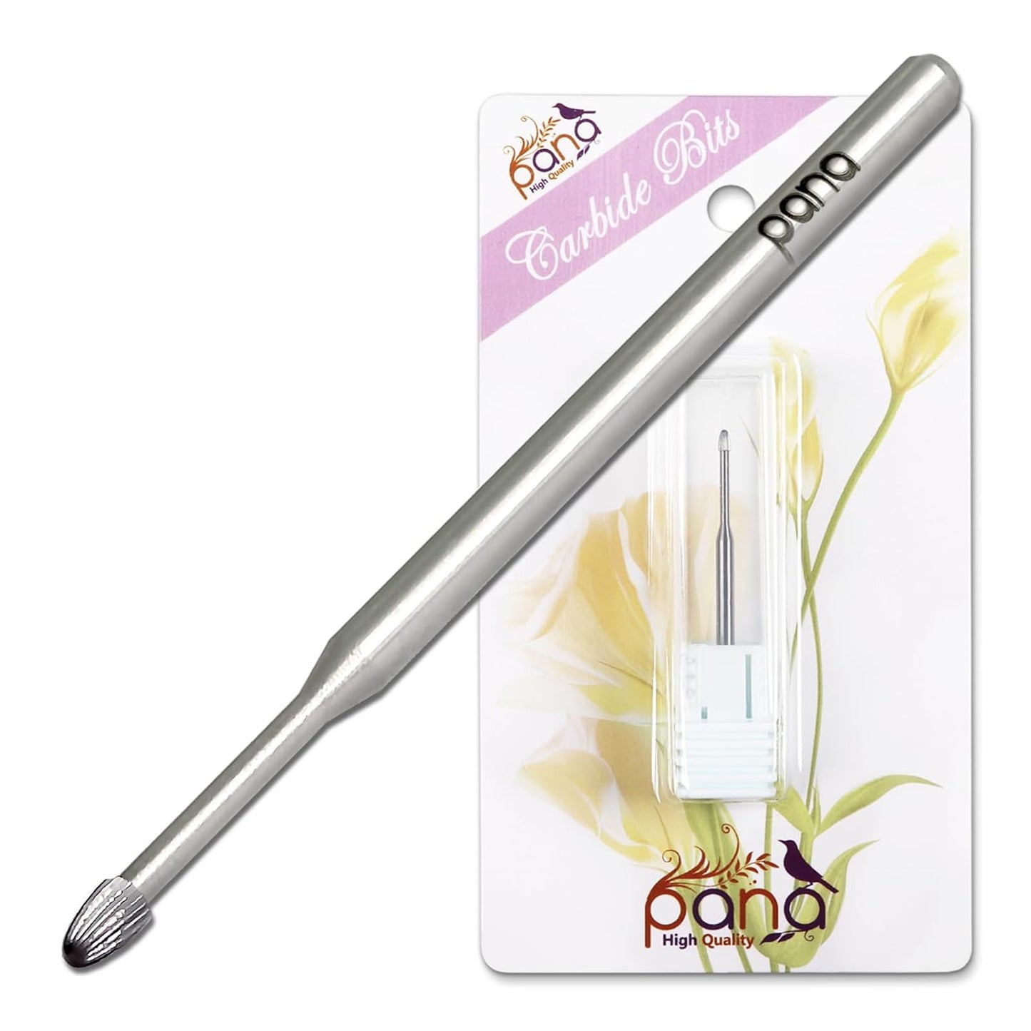 PANA 3/32" Carbide Cuticle Nail Drill Bit for Cuticle Cleaning, Dead Skin Removal, Gel Polish & Acrylic Removal, Under Nail Cleaner, Nail Salon, Manicure Tools (Snake Head - Silver, Coarse)