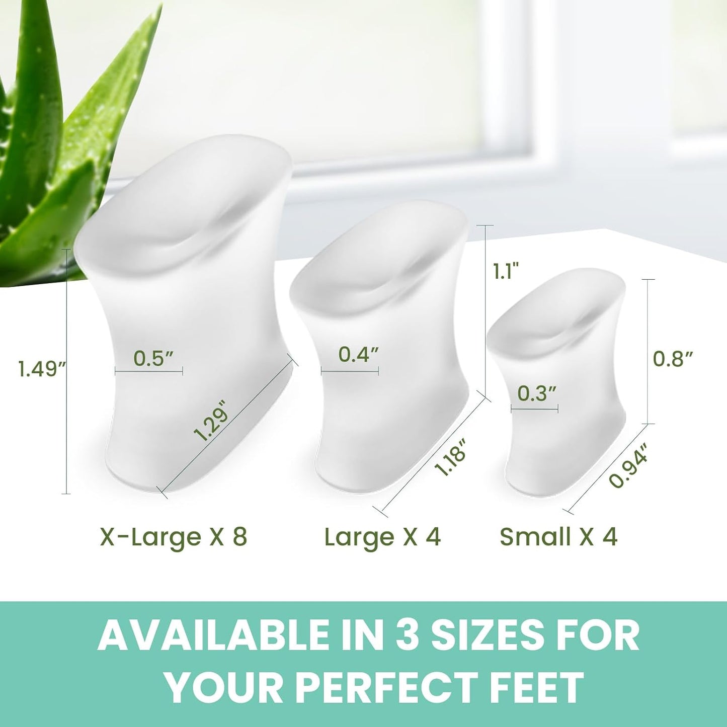 Welnove Upgraded Gel Toe Separators – 16-Pack Aloe Vera Extract Infused Silicone Toe Spacers for Straightening Overlapping Toes, Bunions, Calluses – Bunion Corrector for Men and Women (3 Sizes)