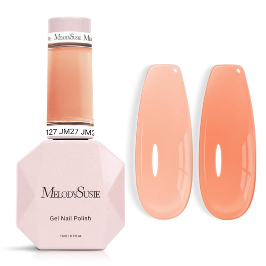 MelodySusie Jeweliver Nude Gel Nail Polish, 0.5Fl.oz Milky Nude Orange Gel Nail Polish Soak Off UV LED Light Cure Gift for Women Manicure Nail Art DIY at Home JM27