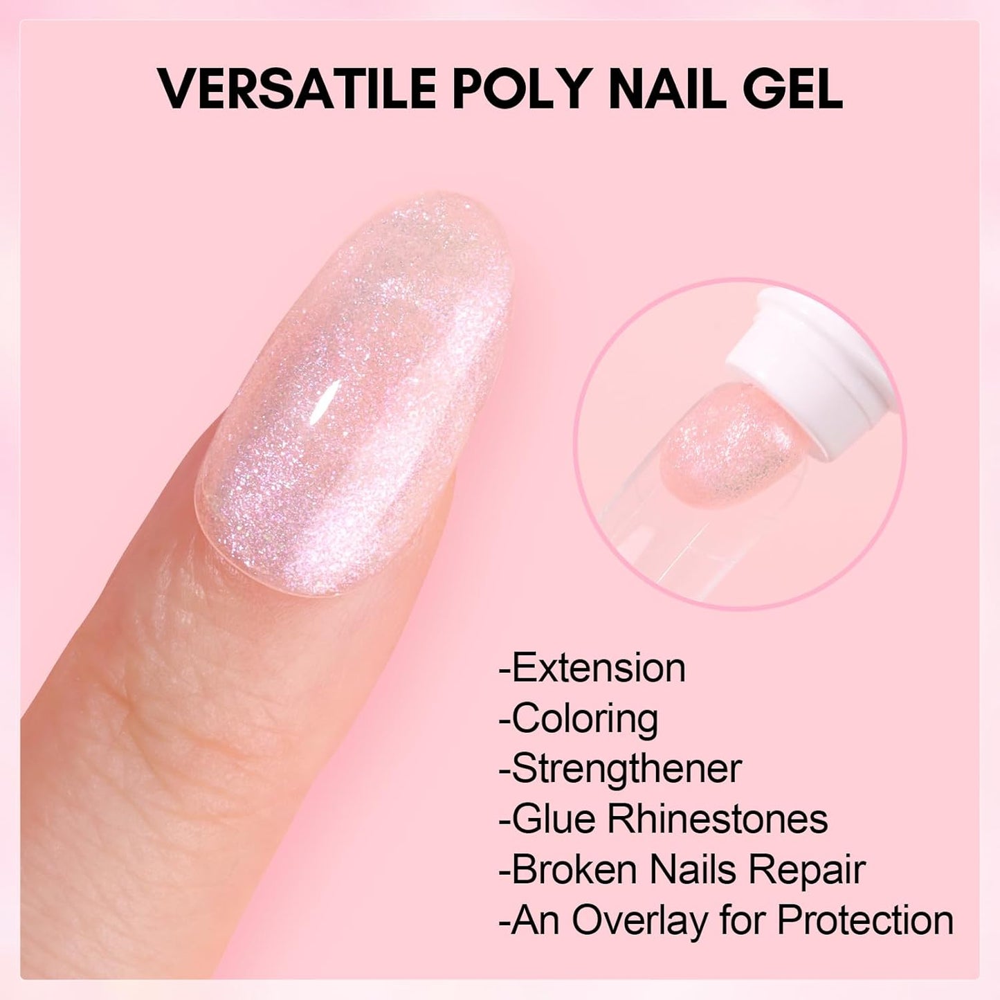 Makartt Poly Nail Gel: 50ML, Shimmers Orange Color, Strong Builder for Extension Strengthener 3D Diy, Resistent Hard Gels for Nails Manicure Supplies Home Salon-Chat-up