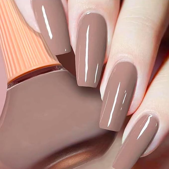COSMOO Light Coffee Nail Polish, 12ml Elegant Quick Dry Nail Lacquer for Nail Art Varnish, 0.41 fl oz Fast Drying Nail Polish