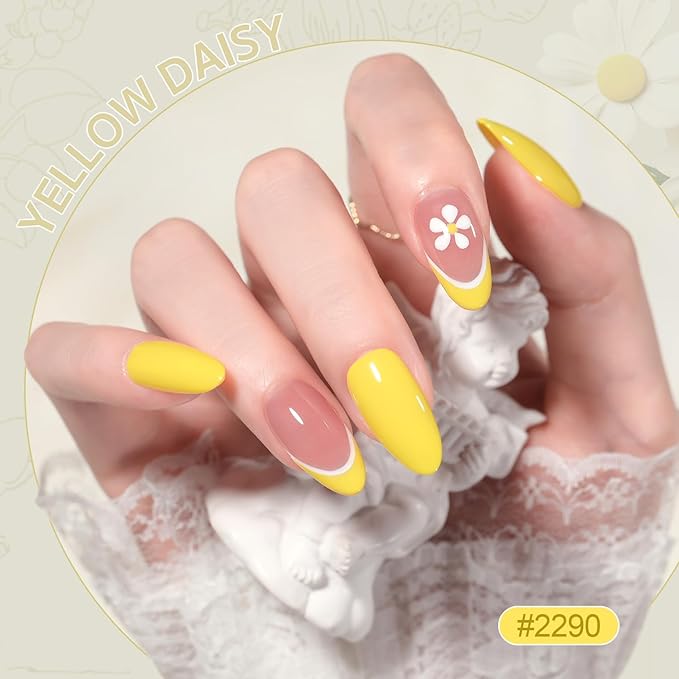 GAOY Pastel Yellow Spring Gel Nail Polish Set, 6 Colors Orange Soak Off UV Light Cure Gel Polish Kit for Salon and Nail Art DIY at Home