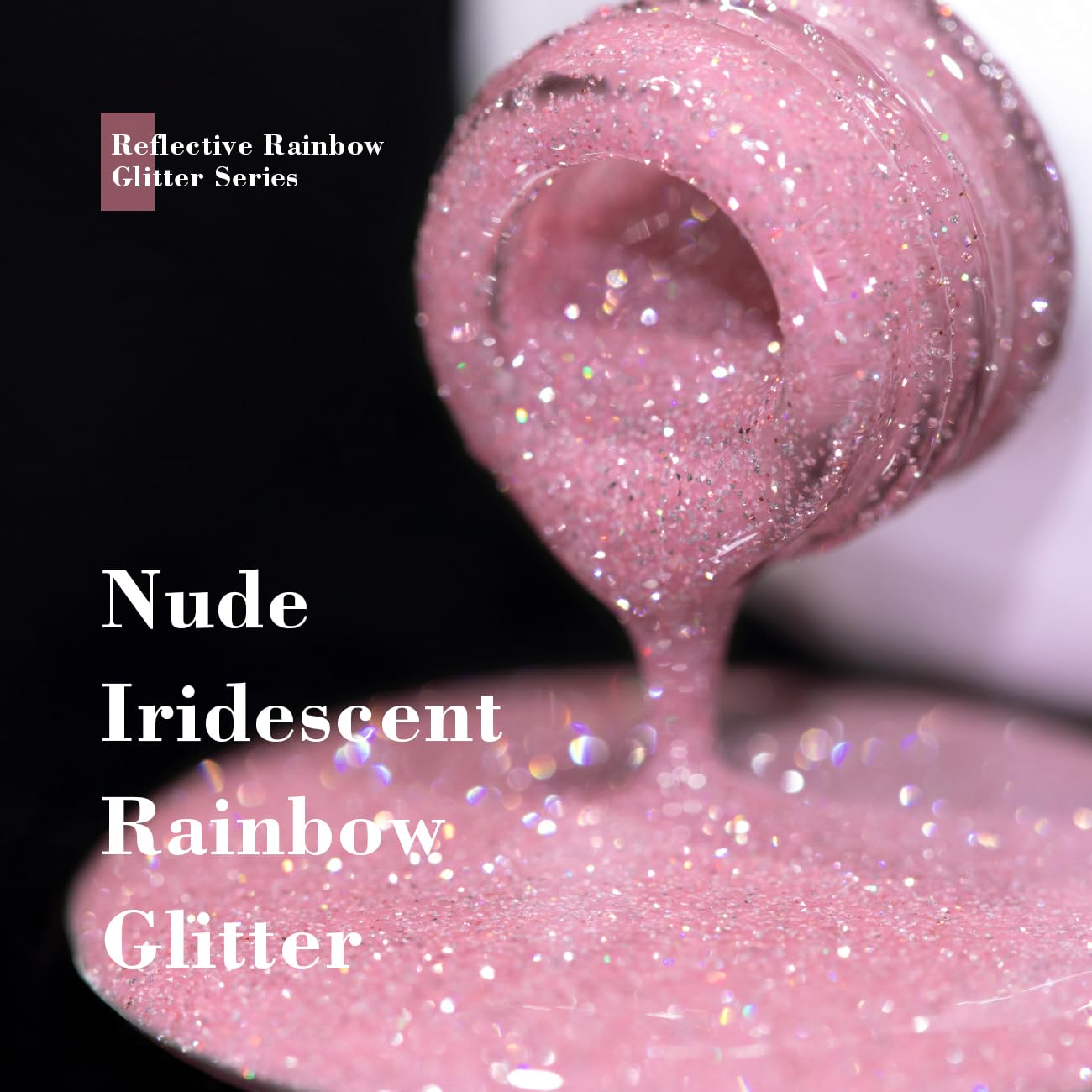 RARJSM Reflective Glitter Gel Nail Polish Nude Jelly Purple Pink Sheer Gel Polish Flash Diamond Sparkle Rainbow Silver Shimmer Soak off Curing Requires 15ml Single Bottle for Home Salon Manicure