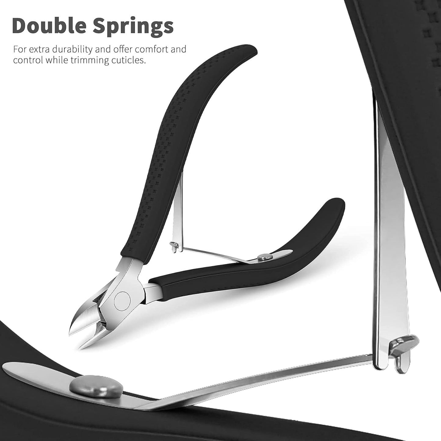 FVION Cuticle Clippers – Full Jaw Cuticle Trimmer with Rubber-Coated Handle, Sharp Nail Cuticle Cutter for Manicure and Dead Skin Removal - 9mm