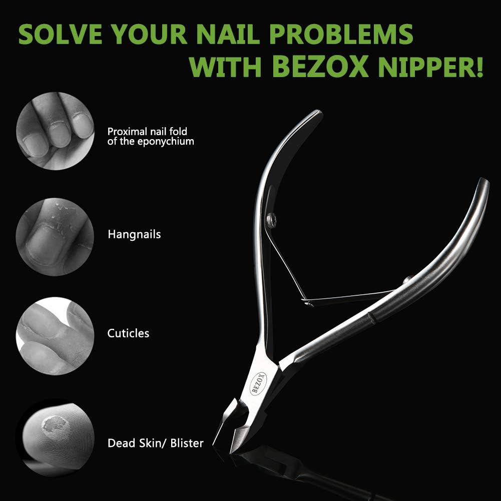 BEZOX Cuticle Clippers - Stainless Steel Professional Cuticle Cutter Hangnails Trimmers - Full Jaw Manicure Cuticle Nipper(6mm)