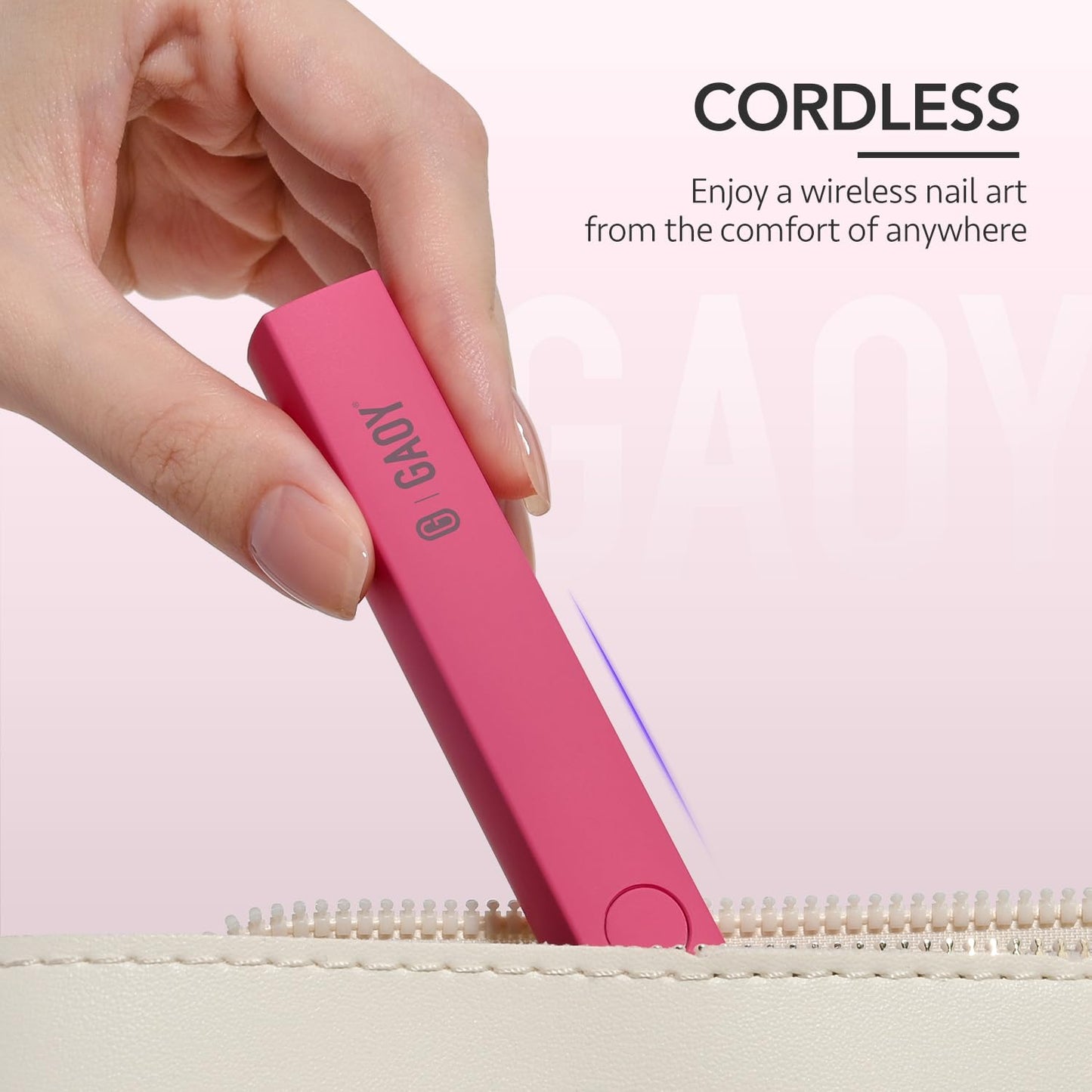 GAOY Handheld UV Light for Gel Nails, Portable LED Nail Lamp, Mini Nail Light, Cordless Rechargeable USB Nail Dryer for Fast Curing, Rose
