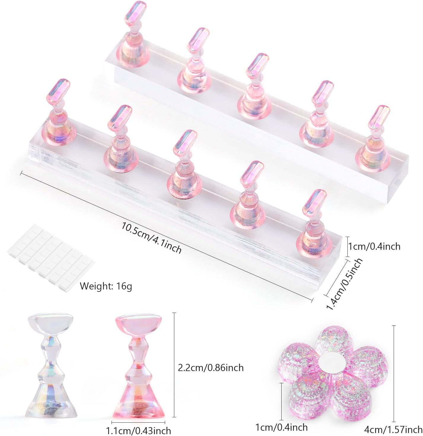 Etercycle Nail Stand Acrylic Nail Art Display Stand Practice Nail Holder for Painting Nails Practice Stands with Reusable Putty (Pink)