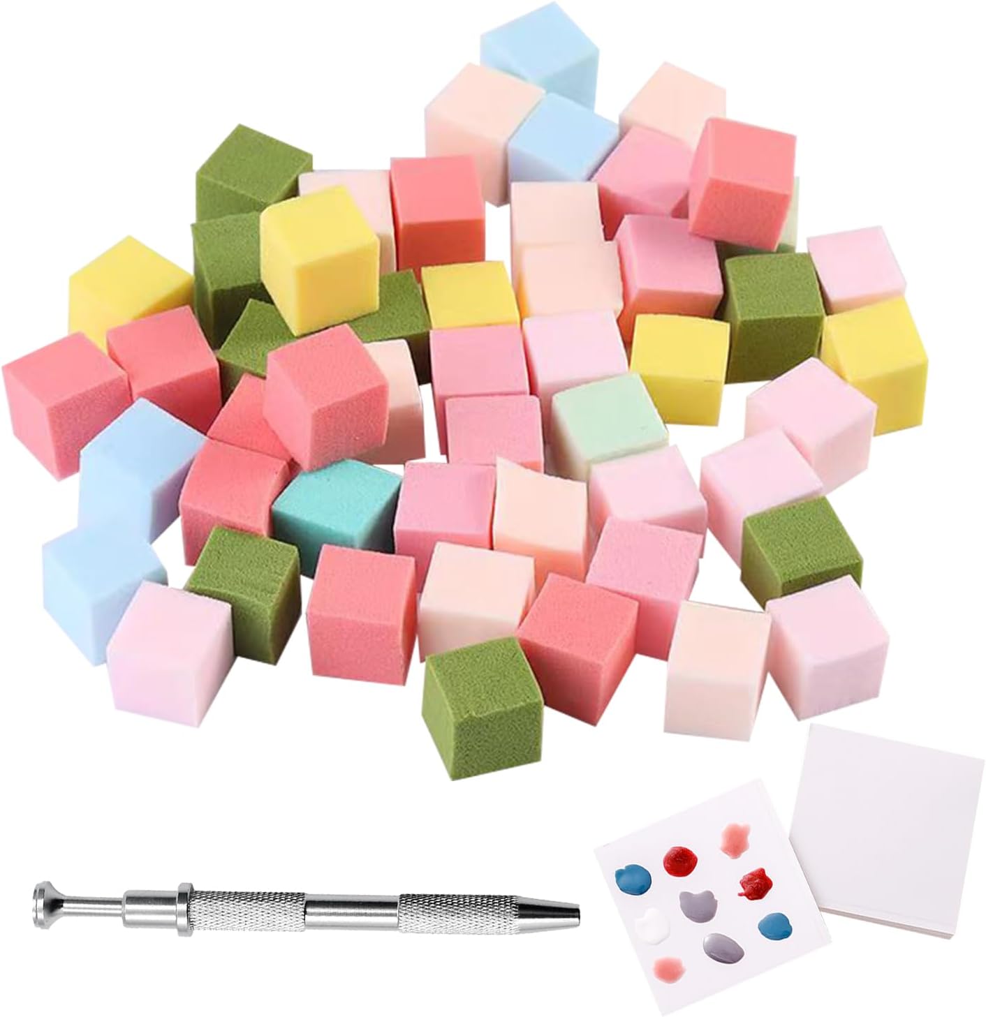 100Pcs Soft Nail Sponges for Ombre Nail Art Sponges with Grabbing Pen with Disposable Gel Polish Palette Paper