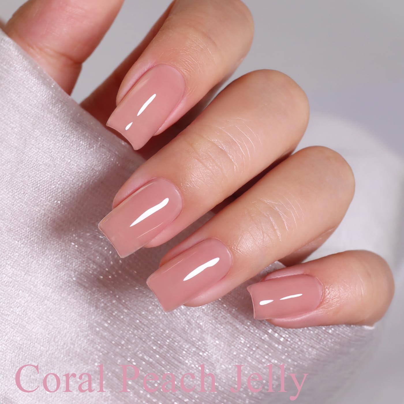 Imtiti Jelly Gel Nail Polish, Pink Peach Sheer Jelly Nail Gel Polish Soak Off UV LED Spring Summer Translucent Art Manicure Salon DIY Design 10ML