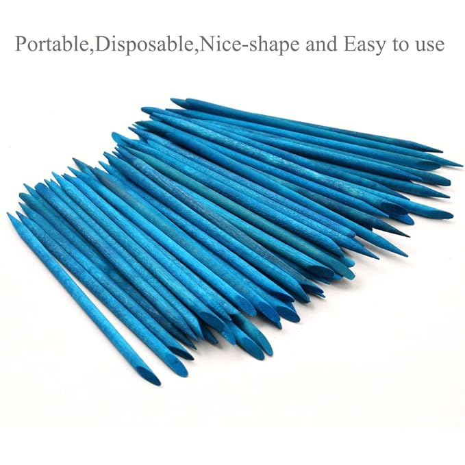 100 Pcs Orange Wood Nail Sticks Double Sided Multi Functional Cuticle Pusher Manicure Pedicure Tool for Manicure Pedicure Blue