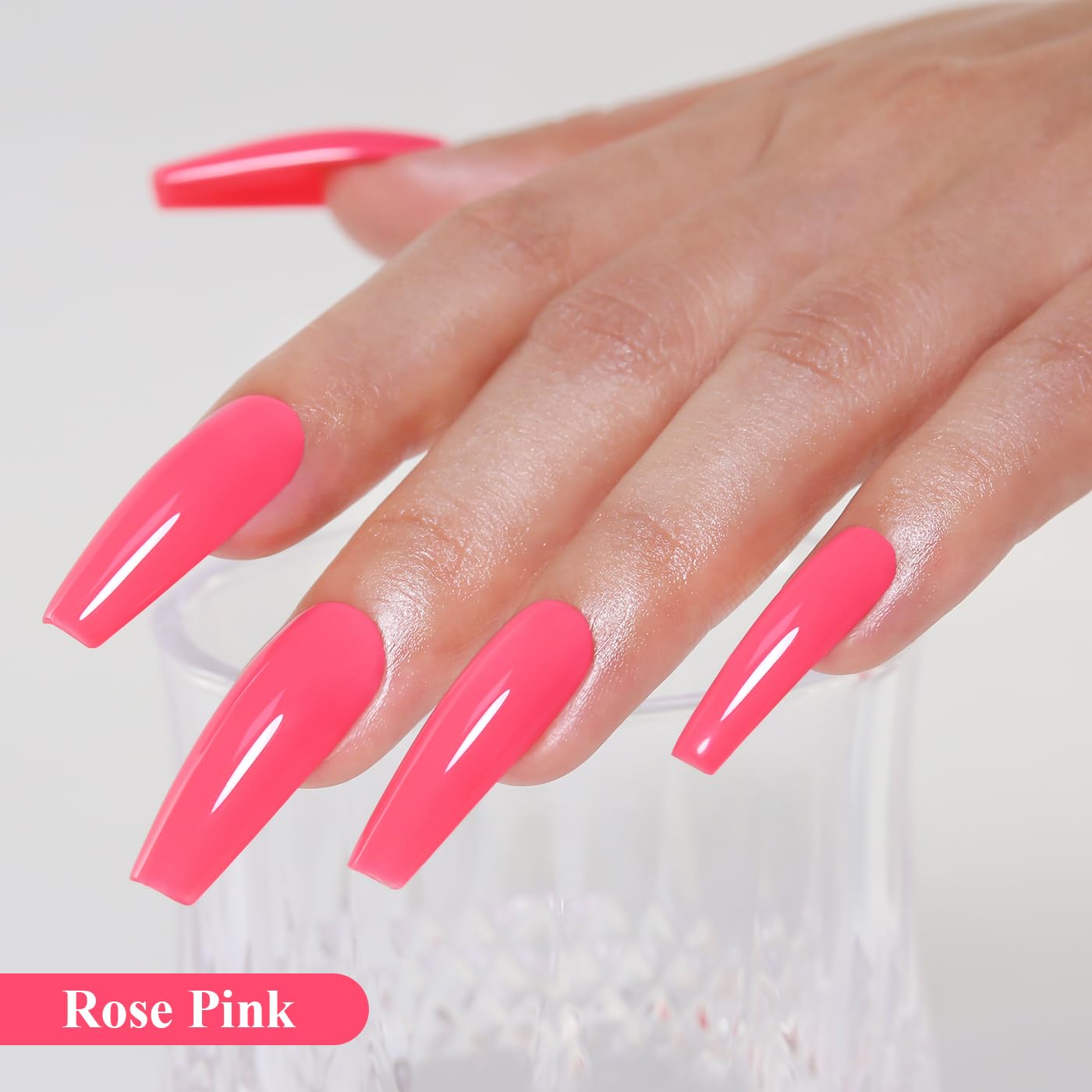 Imtiti Pink Gel Nail Polish, Rose Pink Gel Polish High Gloss Soak Off UV LED Nail Gel Polish Spring Summer Art Manicure Salon DIY Design 10ML