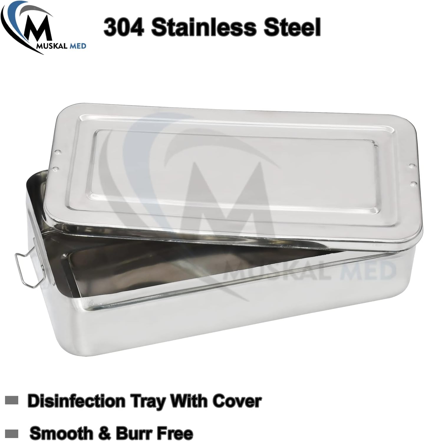 15.7" x 8" x 3.75" Trays Stainless Steel Dental Instruments Tray Organizer Holder Multi-Function Storage Sterilization Plate Trays Solid Box Cover with Locks