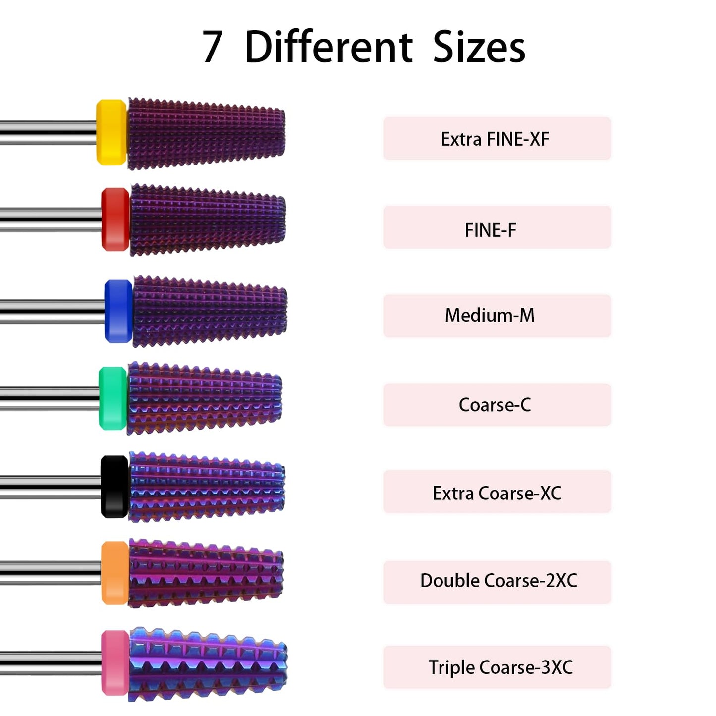 5 in 1 Nail Drill Bits,Multi-Function Straight Cut for Both Left and Right Handed,Carbide Tungsten Steel bits for Acrylic Nail Gel Fast Remove (F, Purple)