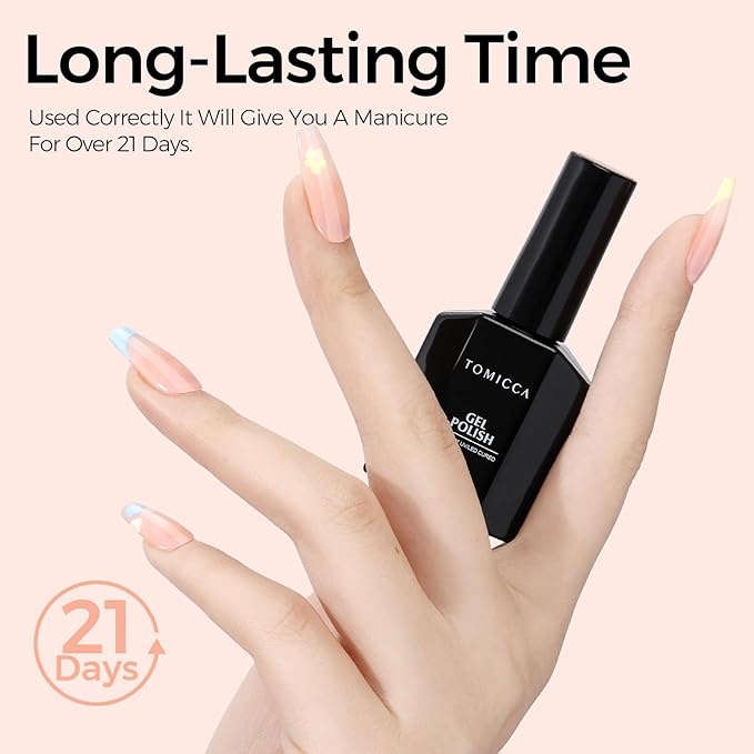 TOMICCA Nude Gel Nail Polish, 15ml Jelly Gel Polish, Translucent Quick Dry, Soak Off UV Neutral Light Gel Polish Colors Long Lasting Nail Art Manicure