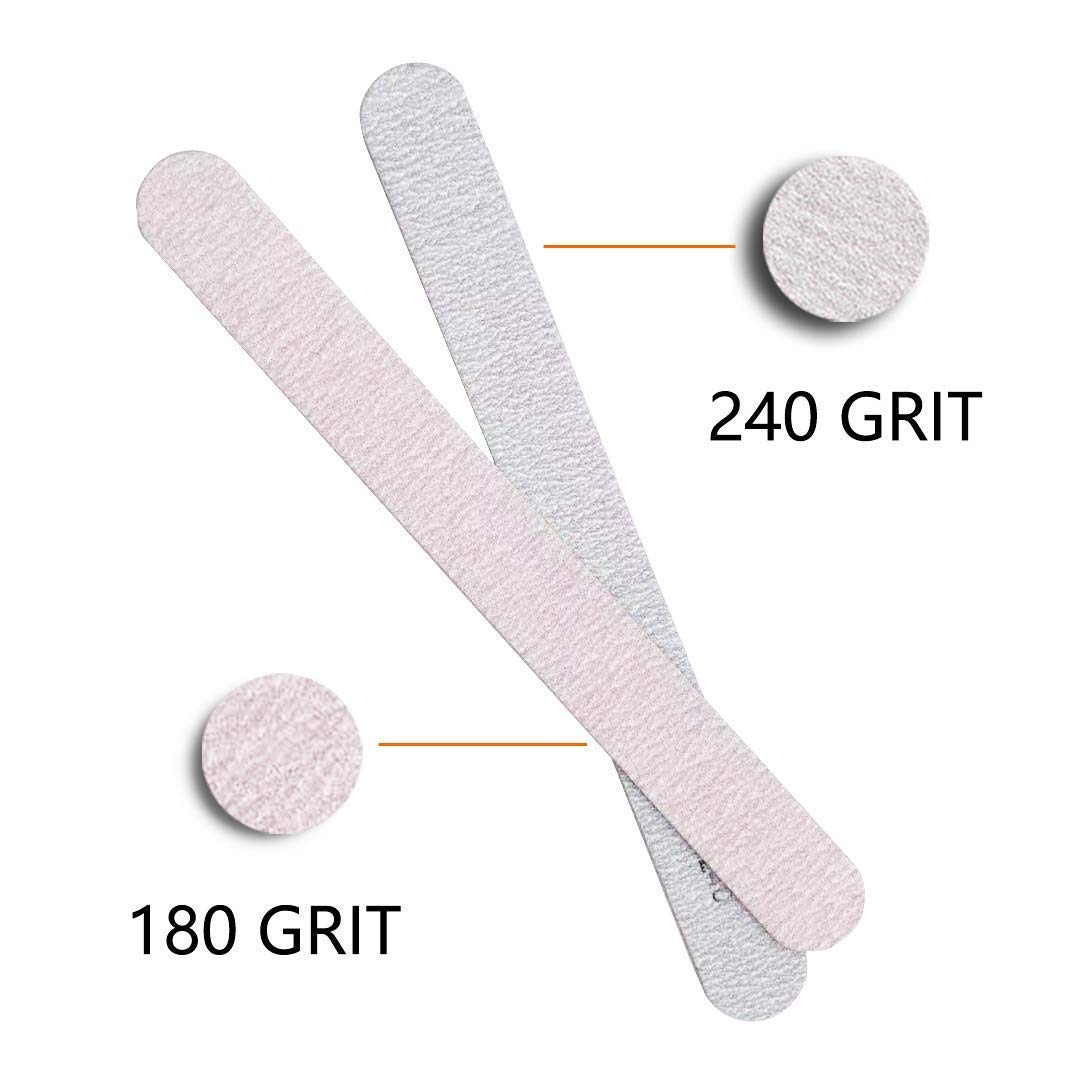 50pcs Wooden Nail Files 180/240 Grit for Natural Nail, Bending Without Breaking
