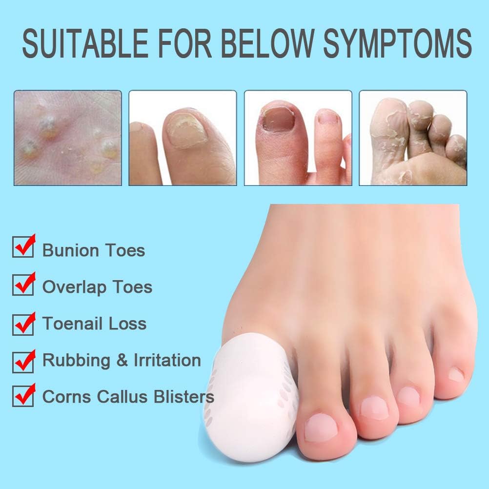 Big Toe Protectors, 10 Packs of Breathable Big Toe Caps, Silicone Toe Covers for Big Toe, Calluses, Blisters, Hammer Toe, Provide Pain Relief from Missing, Reduce Friction.