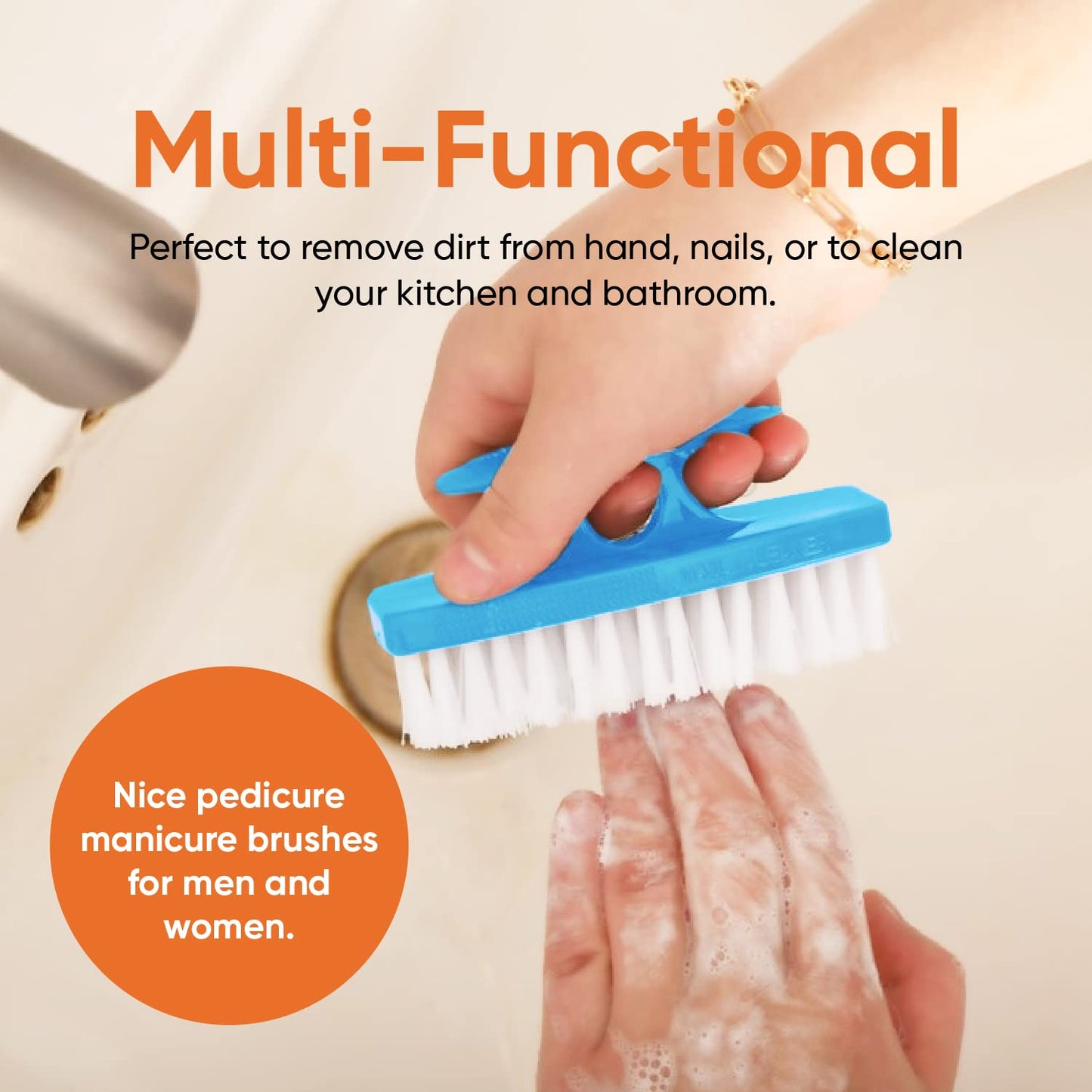 Nail Brush for Cleaning Fingernails, Nail Scrubber Brush, Toe Foot Hands Fingernail Brush Cleaner- Small Scrub Brush- All-Purpose Stiff Cleaning Brush (3 Pack, Blue)
