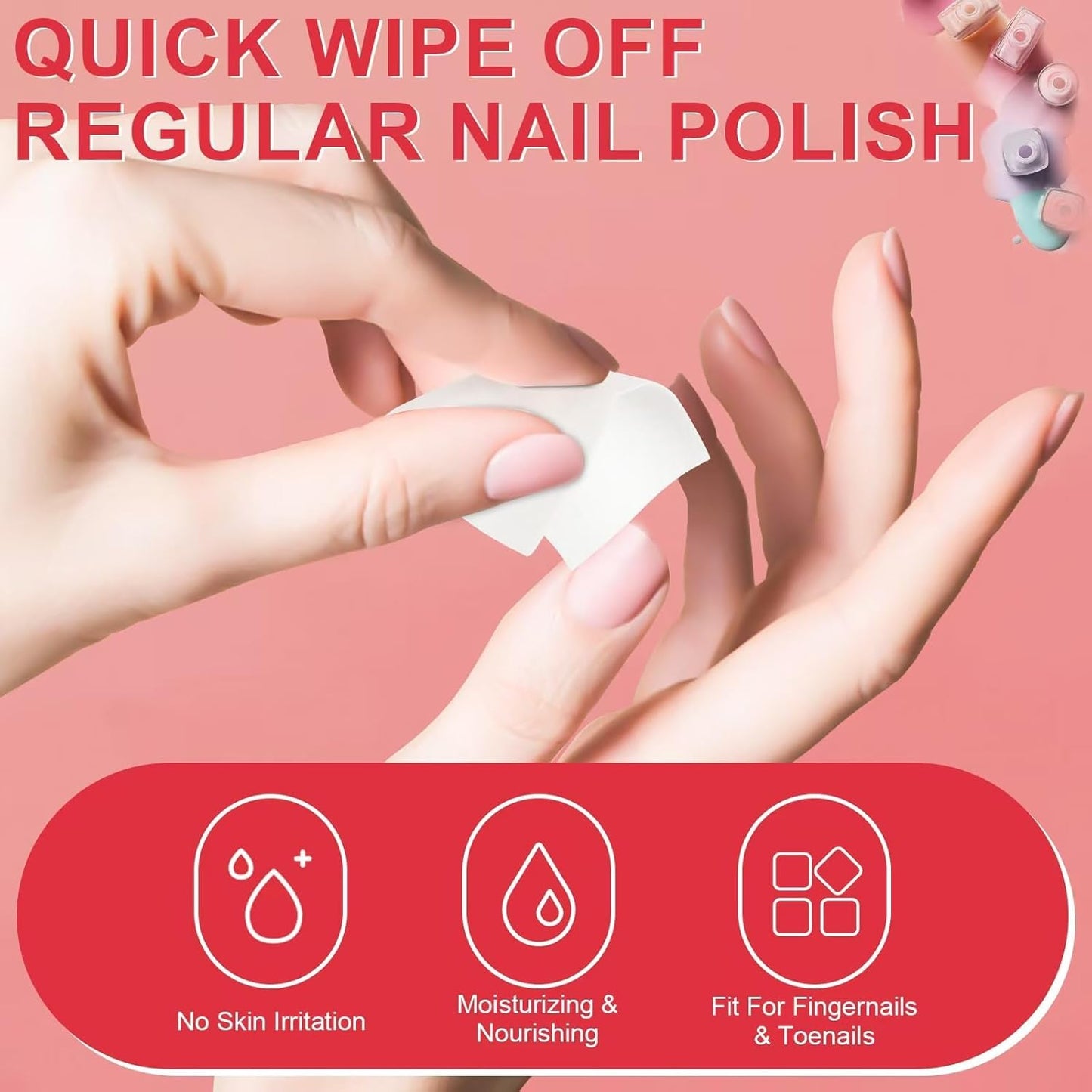 MAYEEN Nail Polish Remover Pads 200 Pack Quickly Remove Nail Polish Wipes Individually Wrapped Acetone Gel Nail Polish Remover Pads For Gel & Acrylic Nails Moisturizing & Gentle Travel Pad