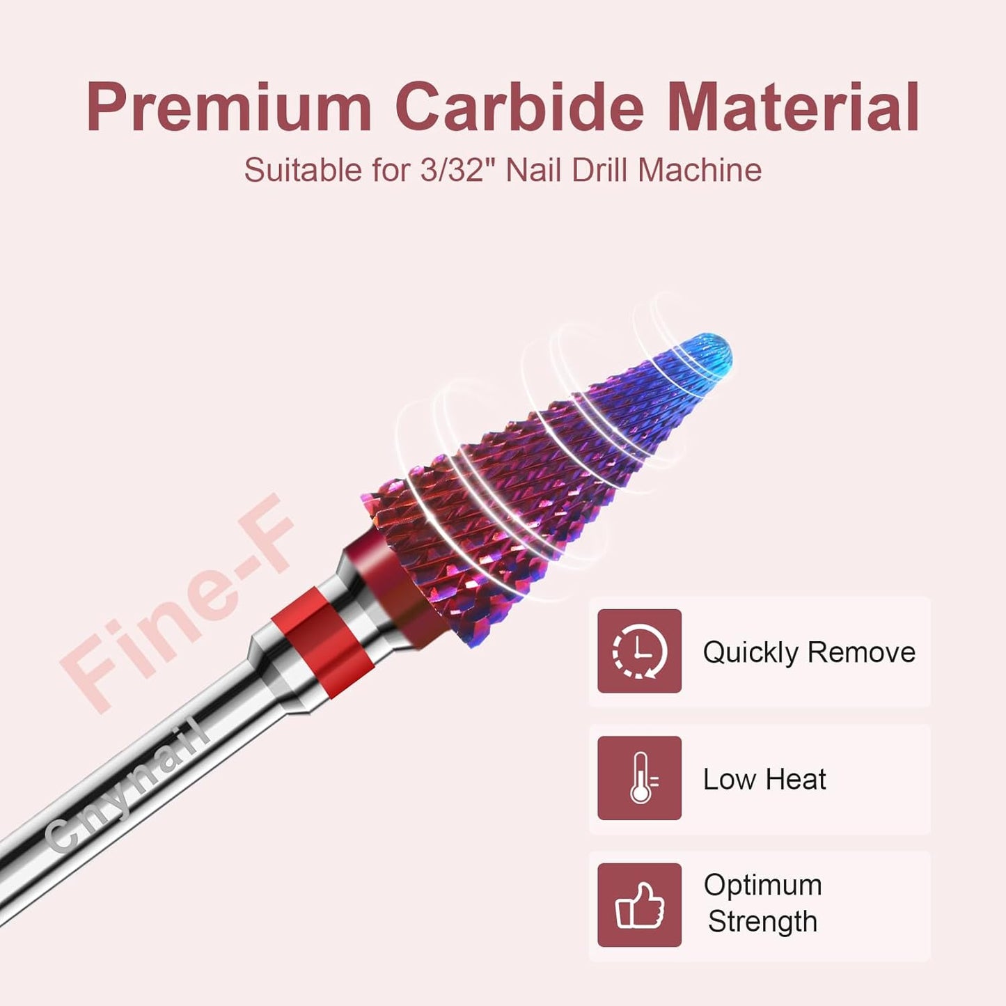 3/32" 2PCS Clean Umberllas Bits Fine Grit Carbide Cuticle Cleaner Bit for Electric Nail Drills – Professional Manicure Tool for Nail Salons and Home Use (F Grit. Purple)