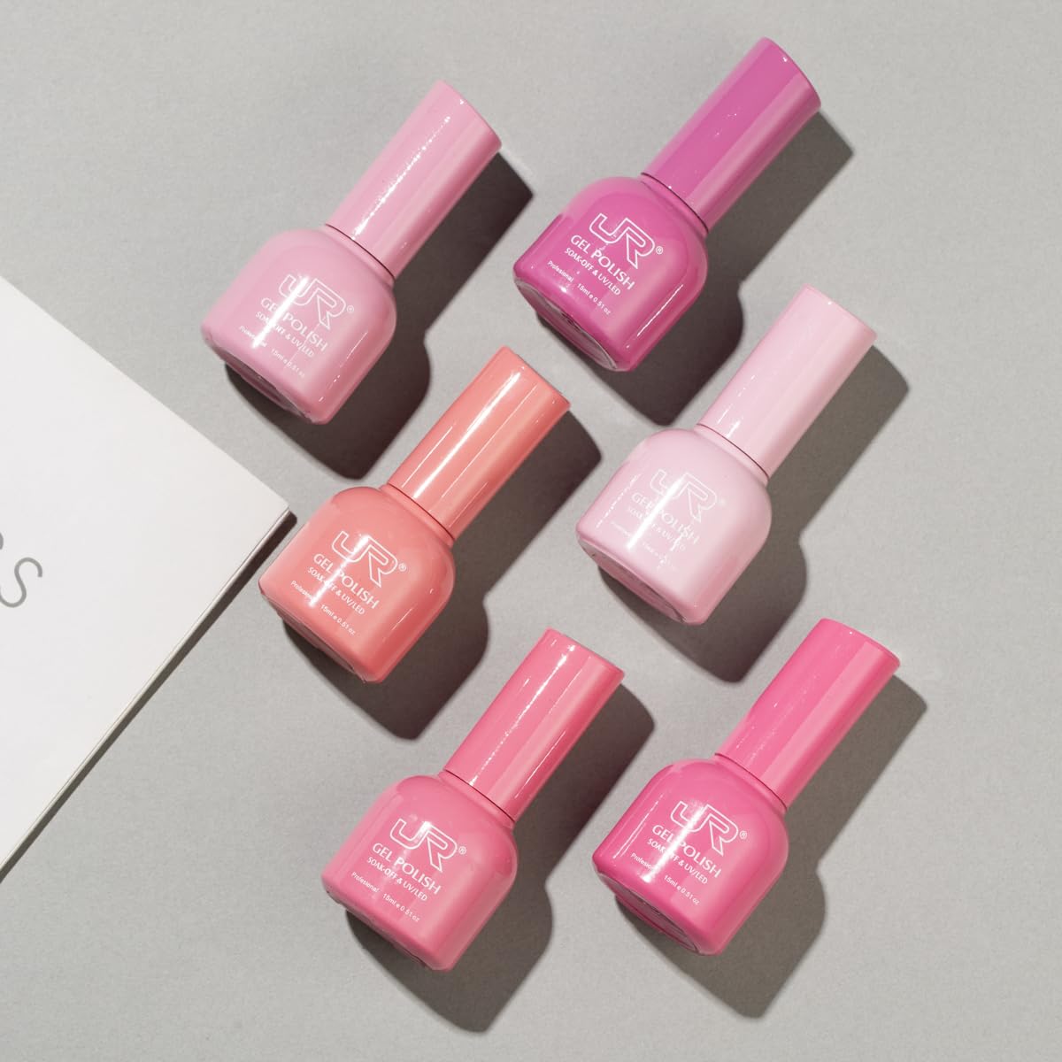 JR 15ml 6 Pcs Gel Nail Polish Set Colorful Collection Pink Nail Polish Kit Soak off UV Gel Polish Manicure Nail Salon for Women (137H, 15ml)