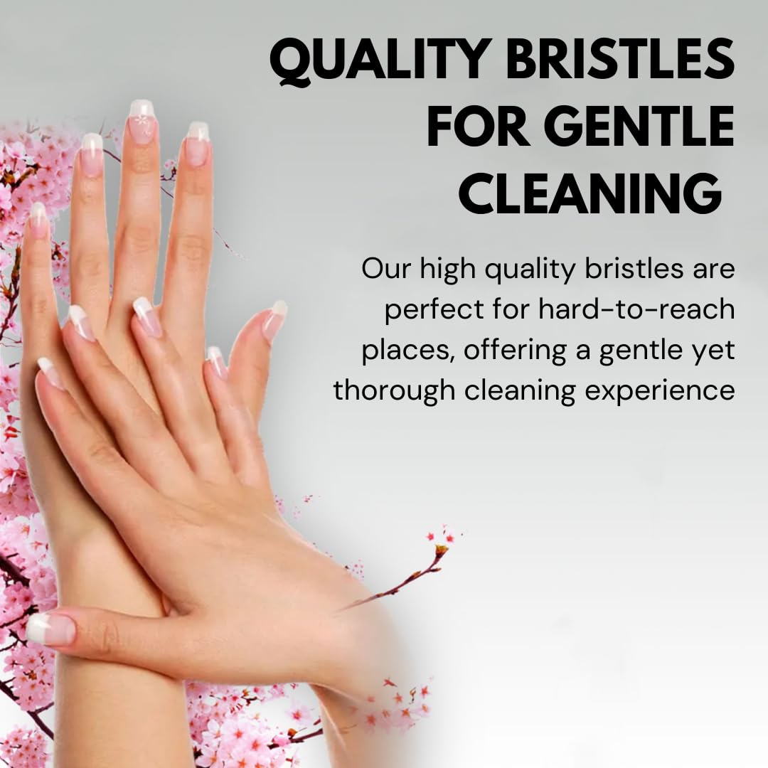 CLAWD Nail Brush for Cleaning Fingernails | Soft Bristle Portable Travel Nail Cleaner Brush for Women | Silver