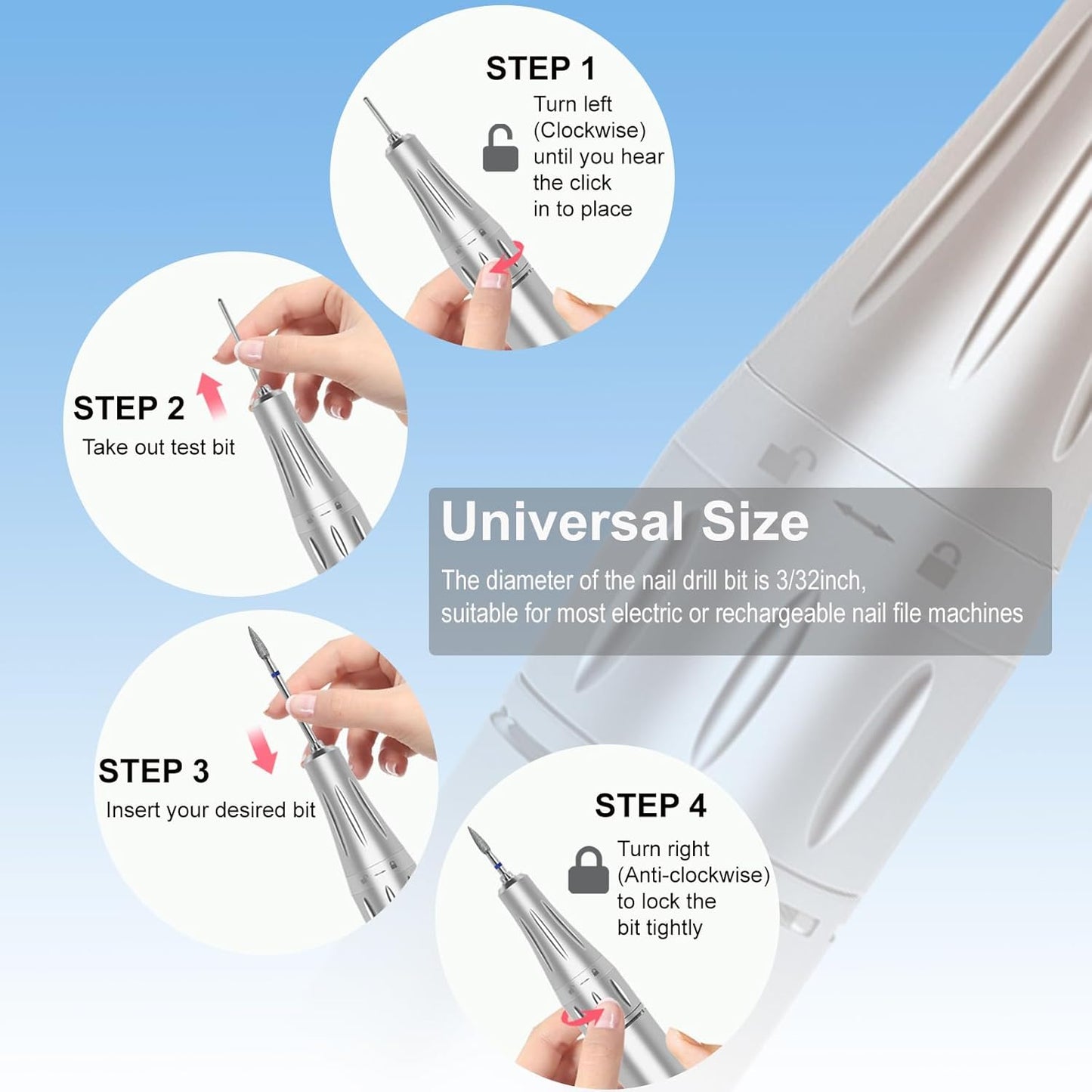 Cuticle Nail Drill Bit, 3/32'' Professional Safety Diamond Under Nail Cleaner for Cuticle Dead Skin Nail Prepare, Beginners Bits, Experienced Tech,Flame Shape (Medium)