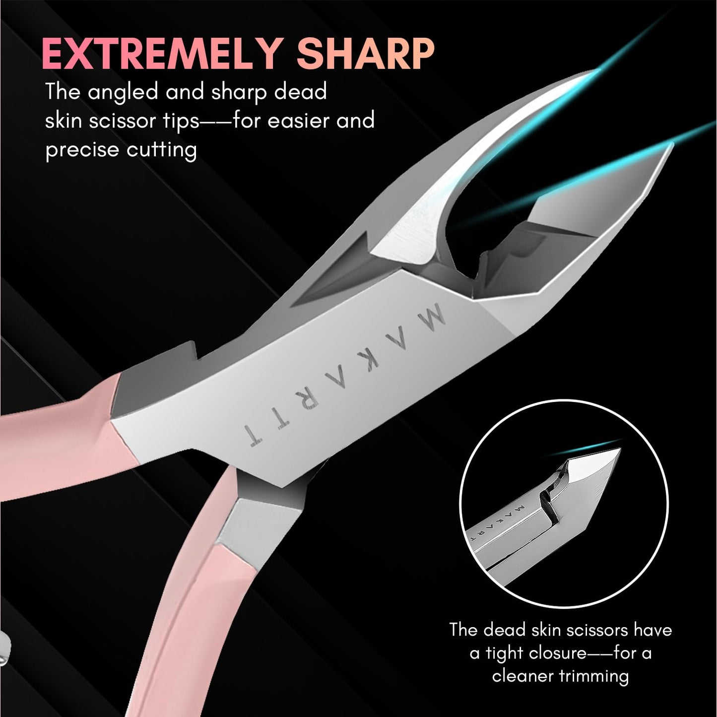 Makartt Cuticle Nippers, Pink Cuticle Trimmer Extremely Sharp Full Jaw Cuticle Remover Nail Care for Manicure Home Salon Use (Pack of 1)