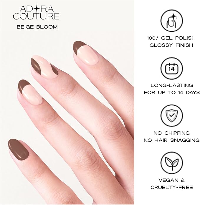 Semi Cured Gel Nail Strips with 30 Pieces - Salon Quality Manicure Kit for Women Easy Application Wraps Includes Prep Pads Nail File Wooden Stick, UV Light Required (Beige Bloom)