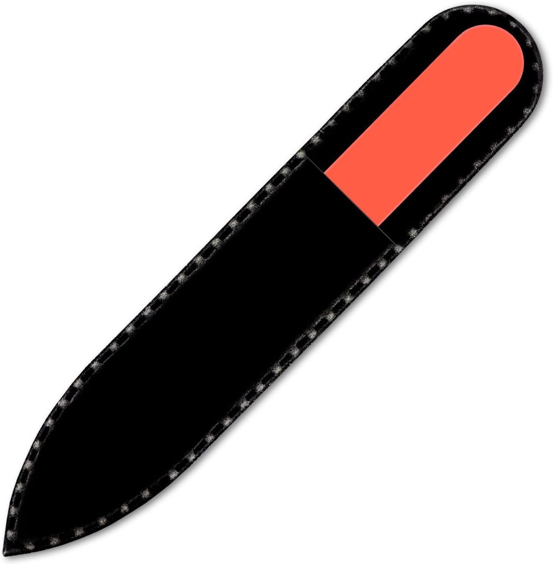 Color Crystal Nail File in Black Pouch - Small/Purse Size - Czech Tempered Glass - Handmade in Czech Republic