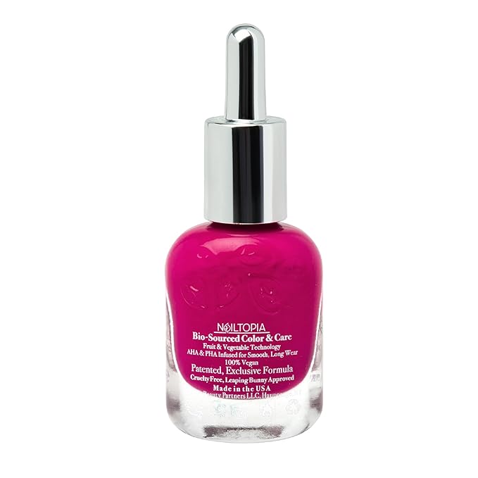 Nailtopia - Plant-Based Chip Free Nail Lacquer - Non Toxic, Bio-Sourced, Long-Lasting, Strengthening Polish - Spill The Juice (Magenta) - 0.41oz