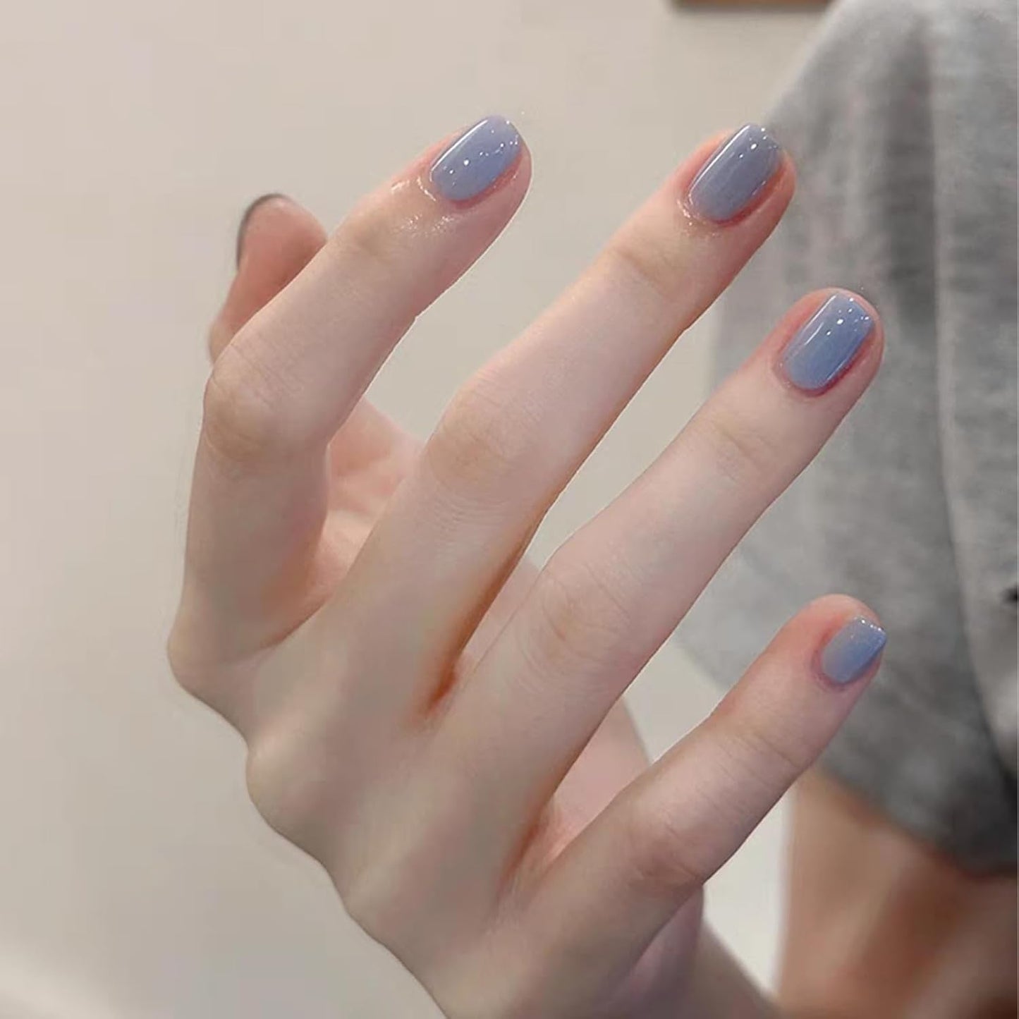COSMOO Grey Blue Quick Dry Nail Polish, Vegan Chip-Resistant Long-Lasting Nail Lacquer for Nail Art Varnish, 0.34 fl oz (Grey blue)