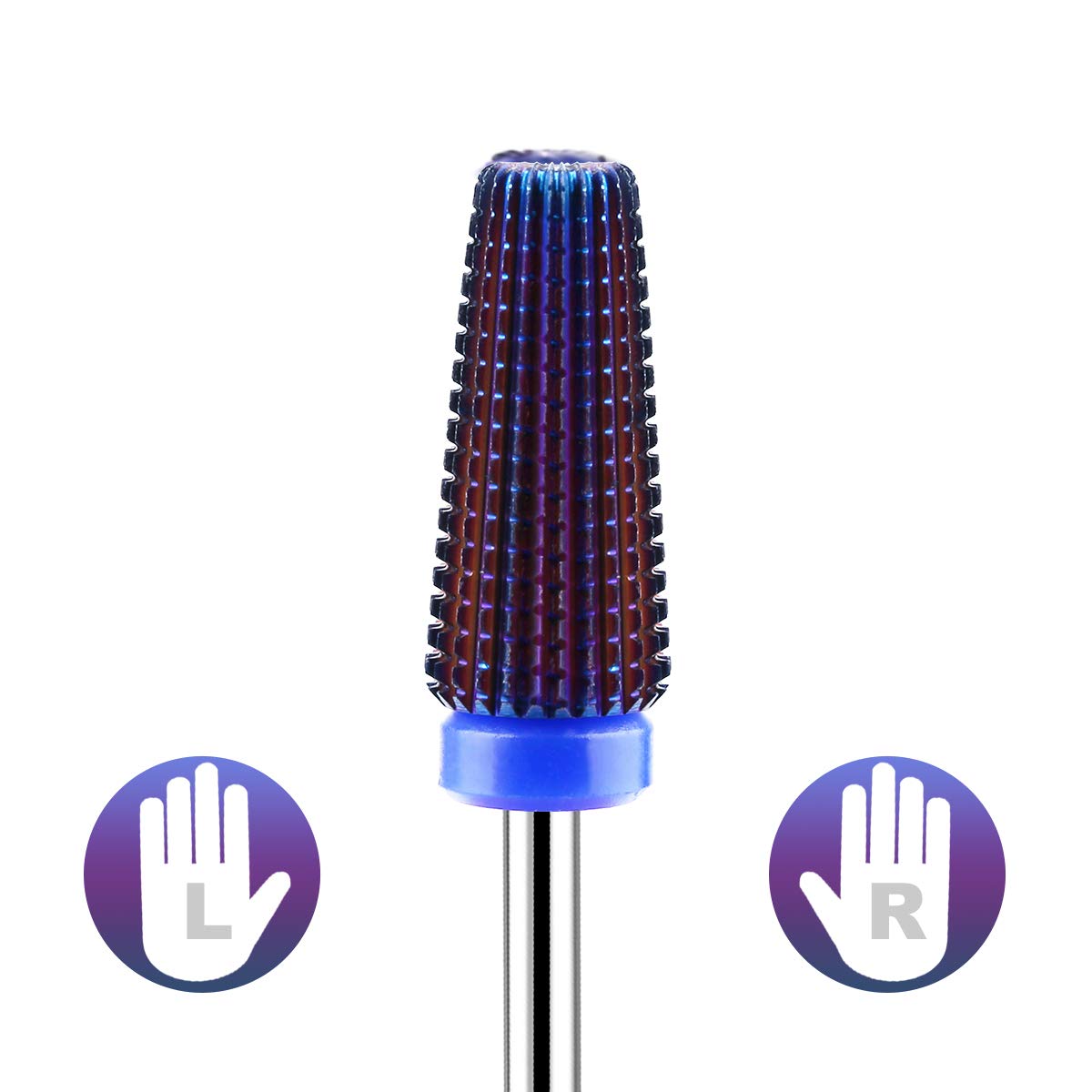 Lavinda 5 in 1 Medium Grit Nail Drill Bit Multi-Function Carbide for Acrylic Fill Cuticle Work Gel Removal Left Right Handed Nail Tech Essential 3/32" (Medium, Purple)