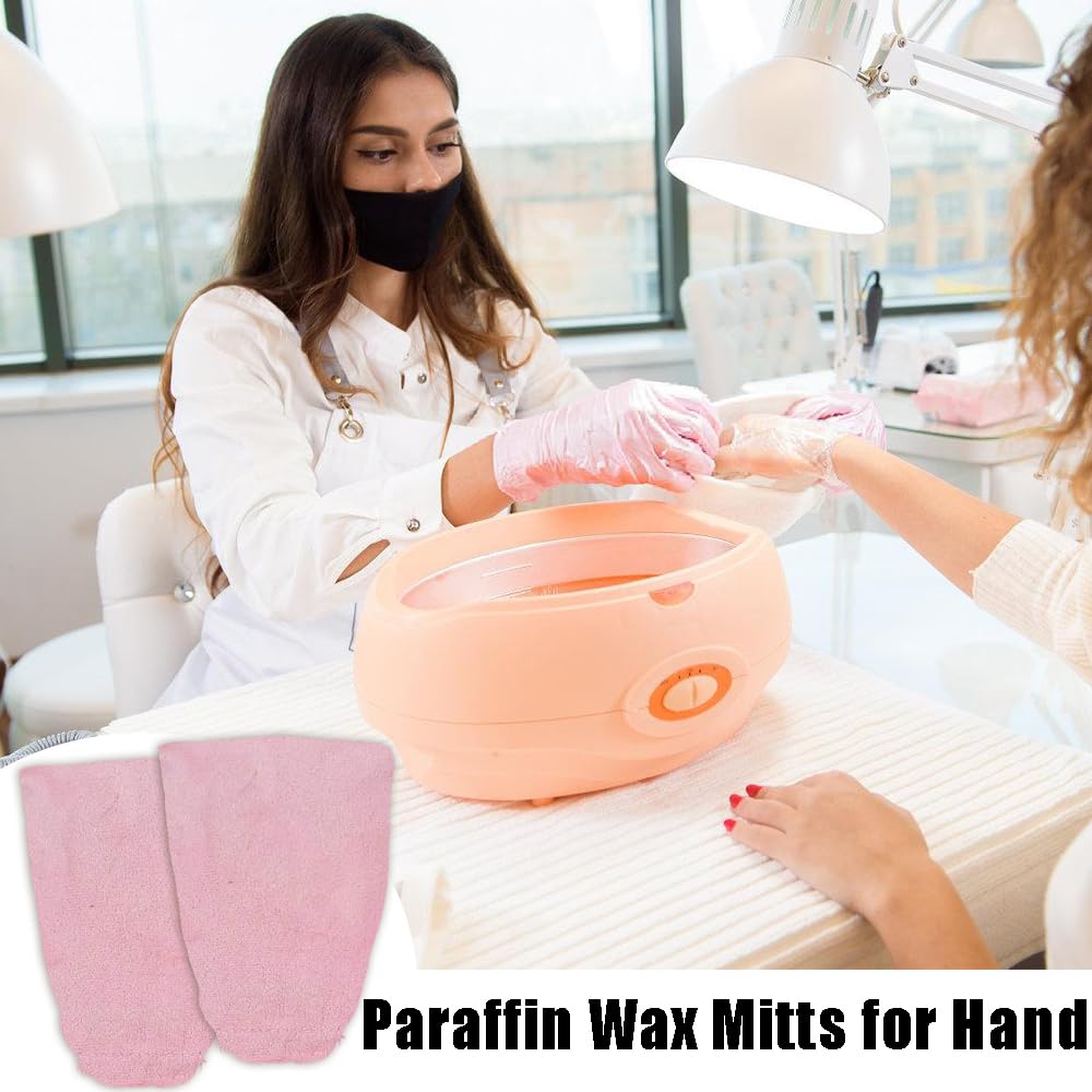 Paraffin Wax Mitts for Hand,Paraffin Heated Hand SPA Mittens for Women,Gloves Moisturizing Cracked Hot Wax Hand Thermal Treatment Wax Accessories,Pink