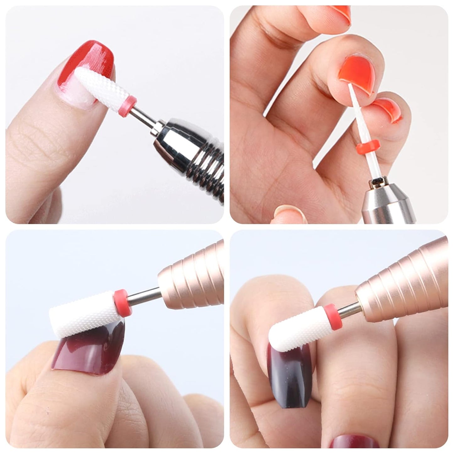 10Pcs Ceramic Nail Drill Bits Attachments Professional Nail Cutter Bits Gel Nails Release Accessories Removal Gel Acrylic Cuticle Drill Bits for Manicure Pedicure