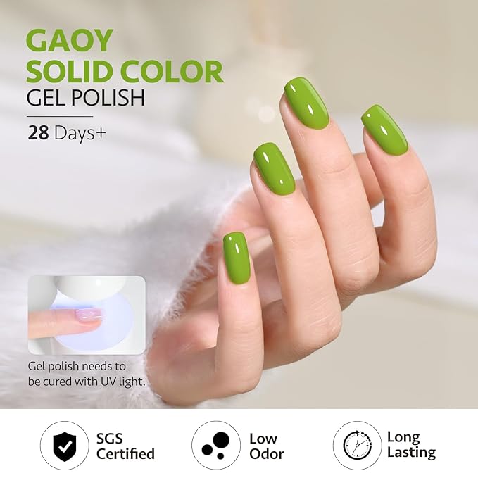 GAOY Green Gel Nail Polish, 16ml Soak Off Gel Polish, UV Light Cure for Nail Art DIY Manicure at Home, 2017 Brilliant Green