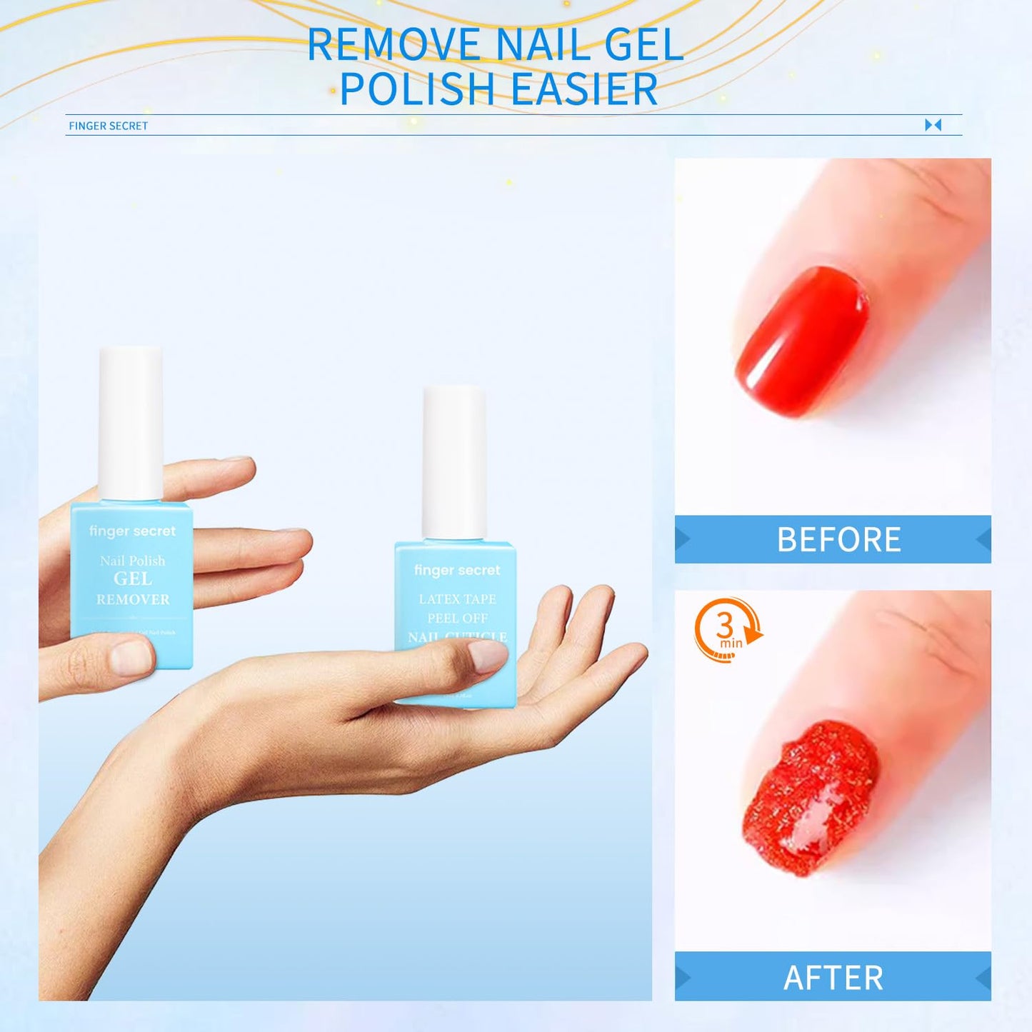 Gel Nail Polish Remover Kit: Nail Care with 2 Pack Nail Polish Remover, 3-In-1 Nail Strengthener and Professional Tools Kit,Enhance Nail Care
