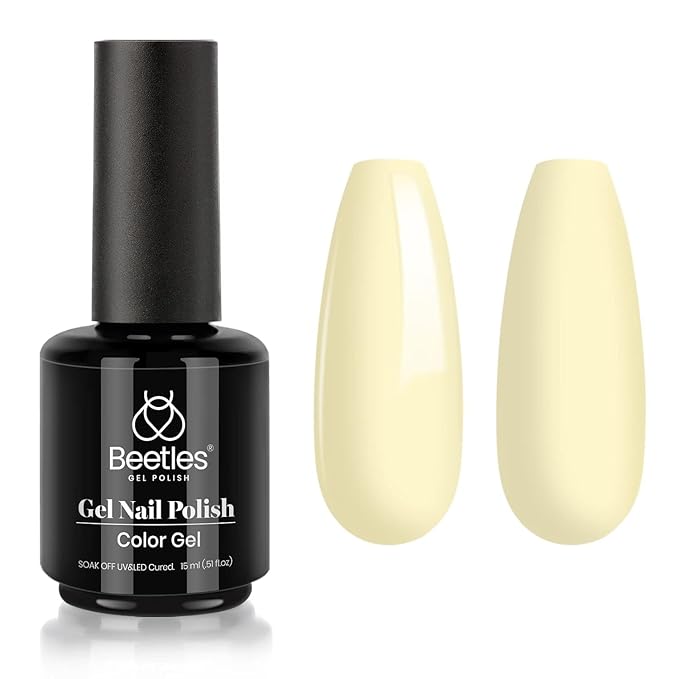 Beetles Gel Nail Polish, 1Pcs 15ml Pastel Yellow Gel Nail Polish Lemon Cheese Soak Off Uv LED Nail Art DIY Manicure At Home Gift for Girls Women