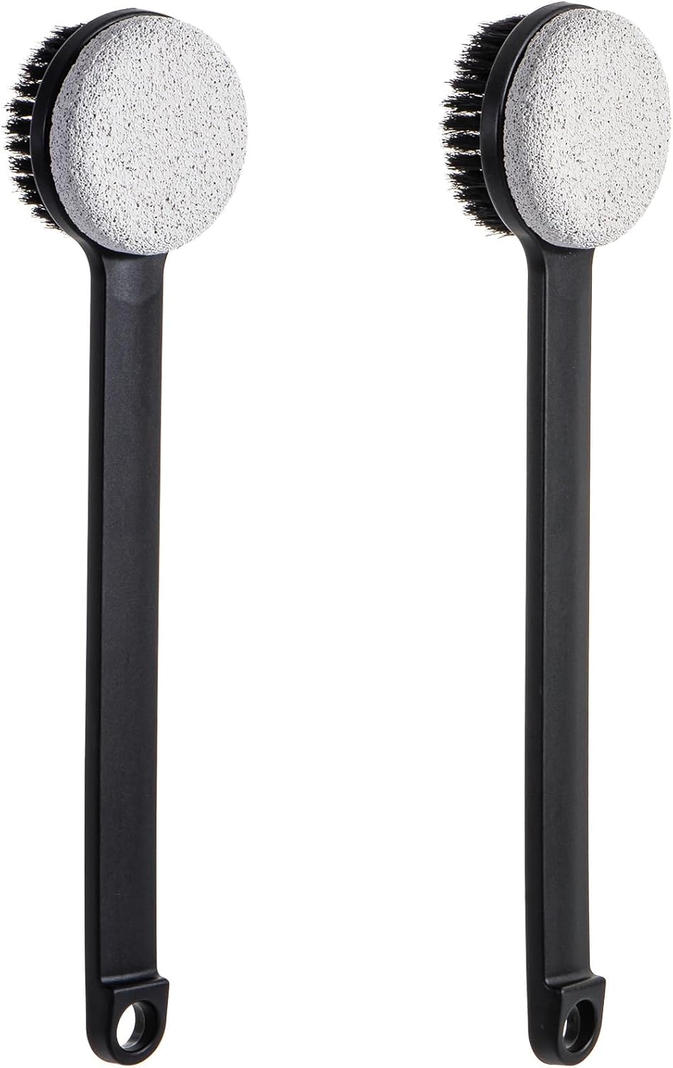 Pumice Stone for Feet and Shower Brush with Long Handle 14", Hard Skin Callus Remover, 2 in 1 Foot Scrubber Brush, Back Scrubber Body Brush for Shower Deep Cleansing and Exfoliating (Straight)