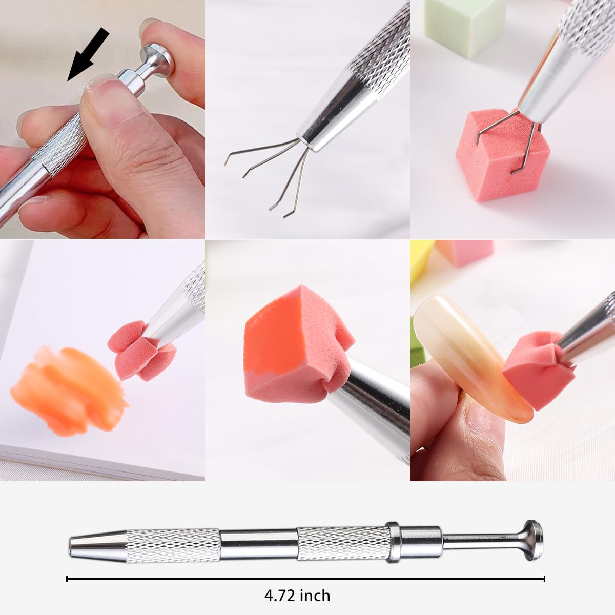 100Pcs Soft Nail Sponges for Ombre Mini Nail Art Sponges With Grabbing Pen Colorful Aura Nail Sponge Set Brush for Gel Nails Gradient Sponge With Disposable Gel Polish Palette Paper