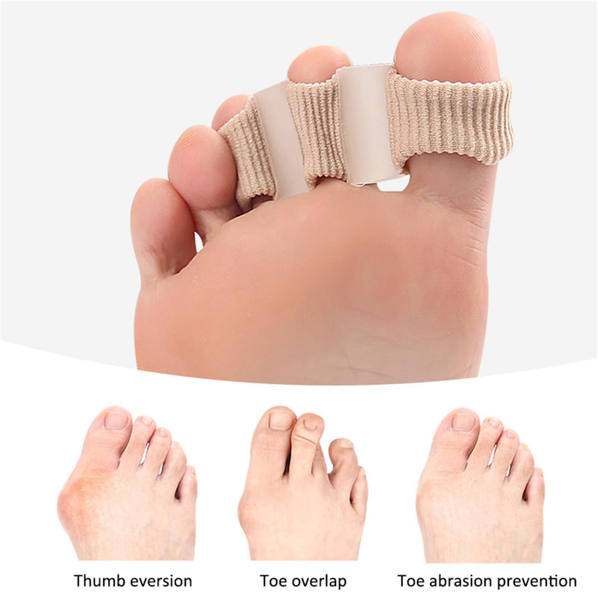 Toe Separators Toe Spacers, Bunion Corrector Hammer Toe Straighteners, Gel Toe Spreaders Toe Cushion Sleeves, for Toe Alignment, Crooked Overlapping Toes, Hallux Valgus Plantar Fasciitis (5 Holes)