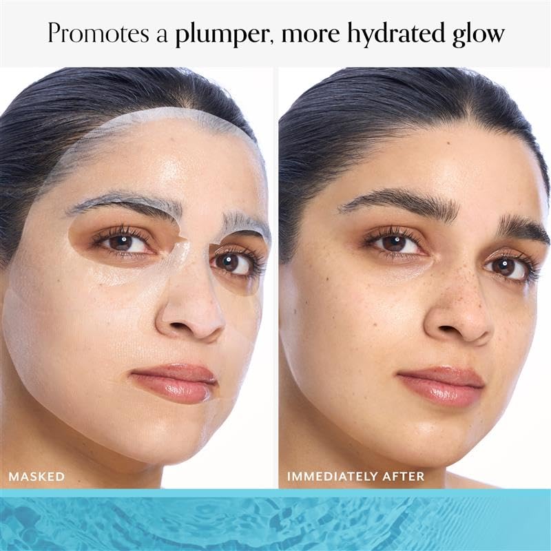 Bliss Hyaluronic Acid + Vegan Collagen Sheet Mask to Hydrate & Plump Skin, Cruelty-Free, Vegan and 100% Biodegradable, 5 pack