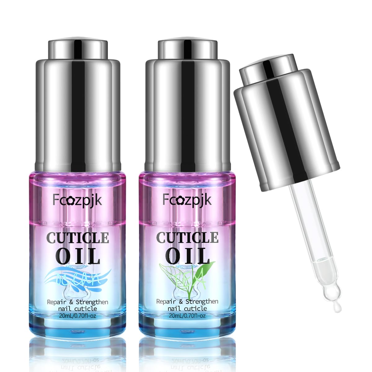 Revitalizing Cuticle Oil, 2PCS Cuticle Oil for Nails, Green Tea & Ocean Scent, Moisturizes Strengthener Oil Dry Nail Treatment Repair Cuticles, With Vitamin E Nail and Cuticle Oil 1.4 Fl Oz