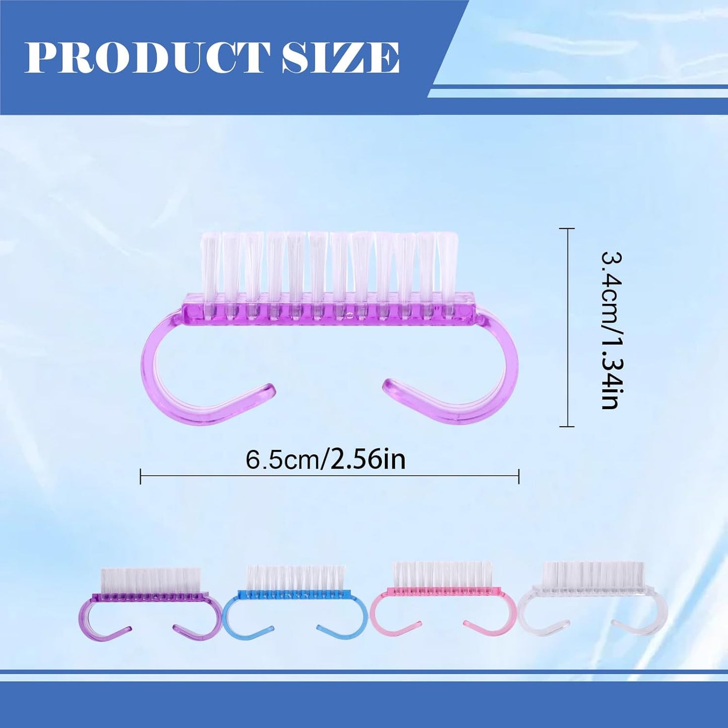 20Pcs Handle Grip Nail Brush, Nylon Nail Cleaning Brush Hand Fingernail Brush Cleaner Scrubbing Kit Pedicure for Toes and Nails Men Women