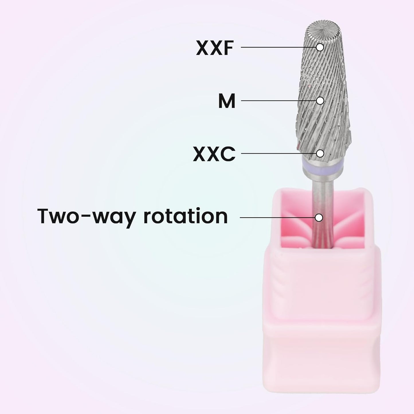 Delanie Professional 5-in-1 Carbide Nail Drill Bit for Professional Nail Tech, 3/32", XXC+M+XXF