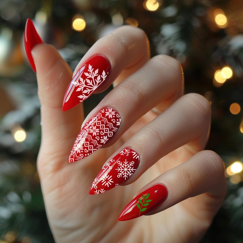 PH PandaHall 5pcs Christmas Nail Stamping Plate 128 Pattern Reindeer Snowman Snowflake Bell Nail Stencils Nail Art Stamping Plate Stainless Steel Print Nail Stencil for Nail Art Design Manicure Salon