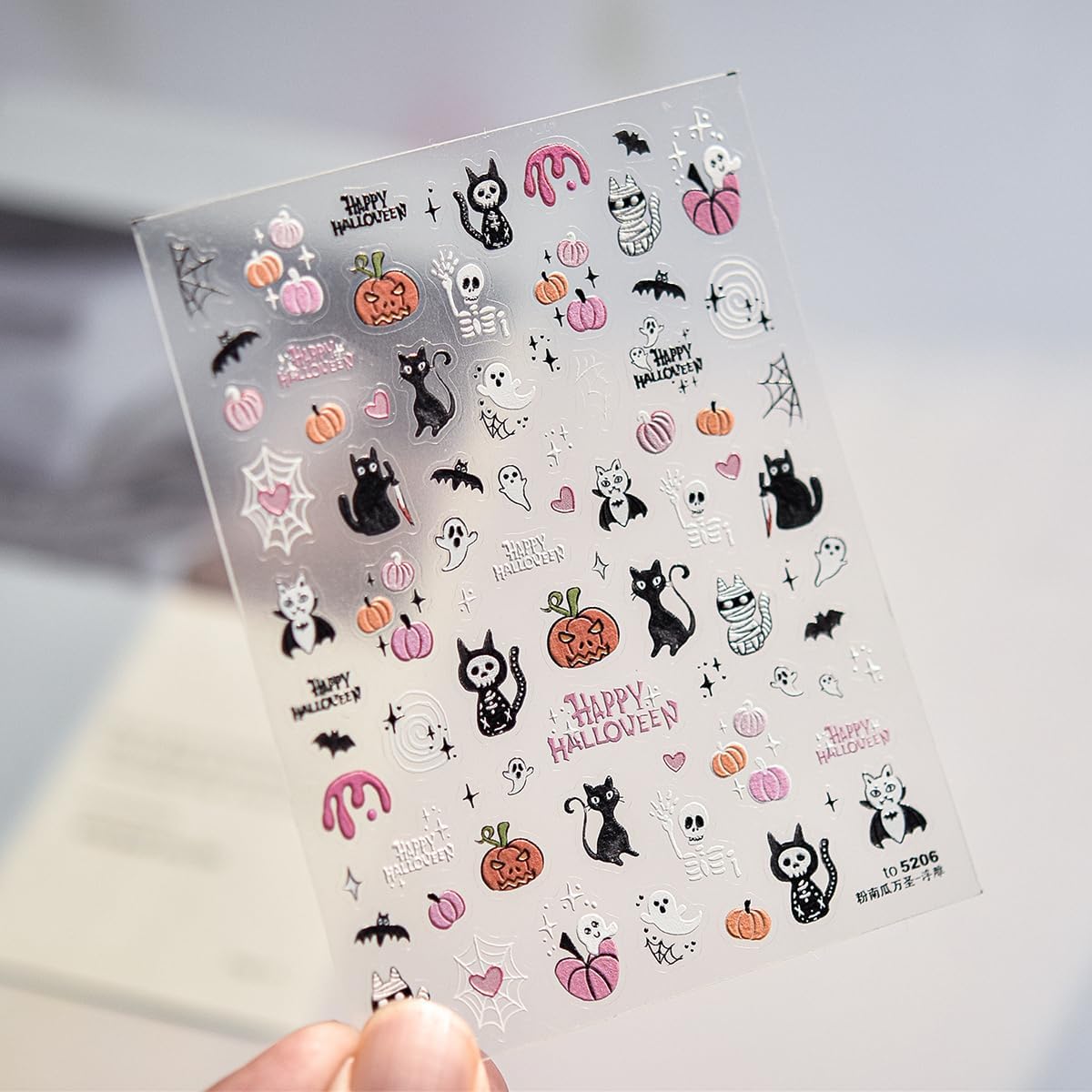 Halloween Nail Stickers for Nail Art 5D Embossed Halloween Ghost Nail Art Stickers Gothic Nails Designs Spider Web Pumpkin Bloody Cat Nails Supplies for Women Holiday DIY Manicure Decorations